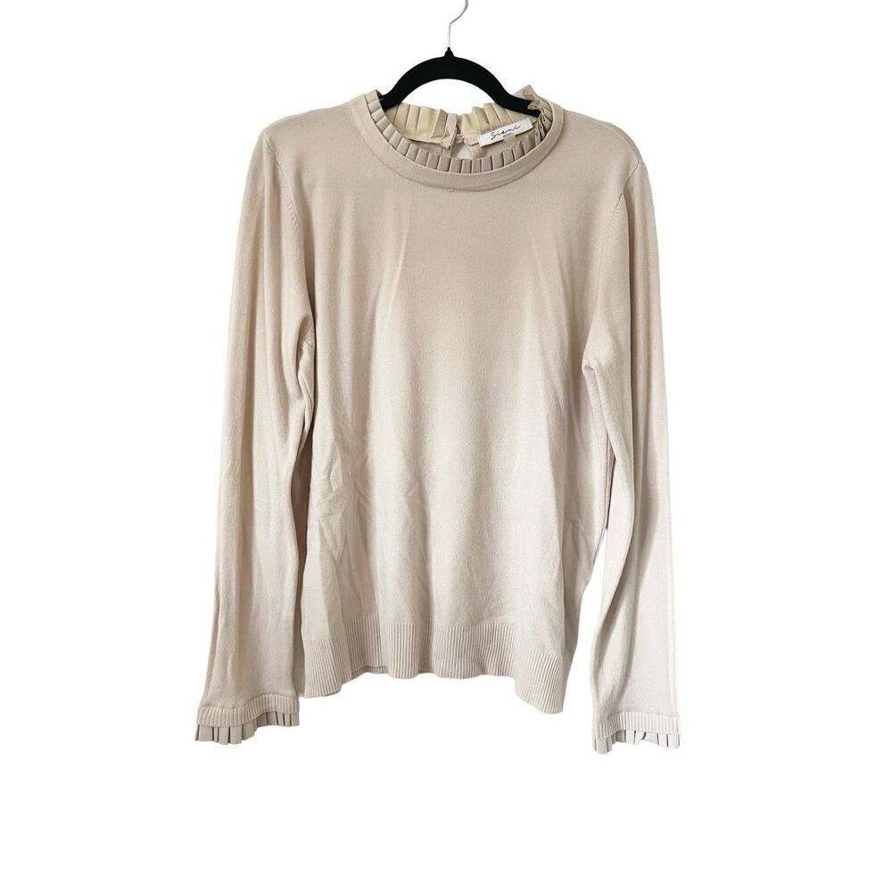 Sioni Milano Tan Layered Ruffle Lightweight Sweater Size‎ XL